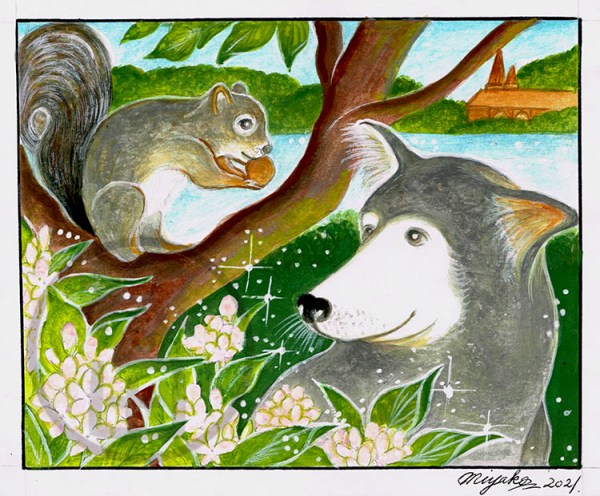 SquirrelDogAndFlowersLowResWM