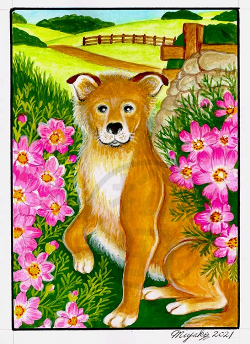 DogWithPinkFlowersLowResWM