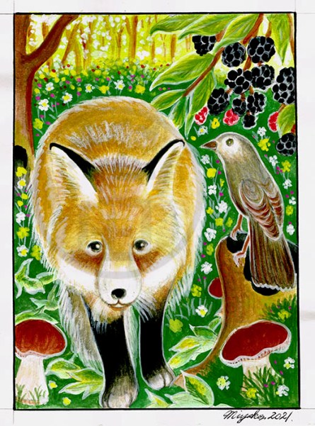 FoxBirdMushroomsAndBerriesLowResWM