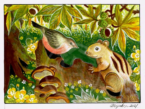 ChipmonkRobinMushroomsChestnutTreeLowResWM